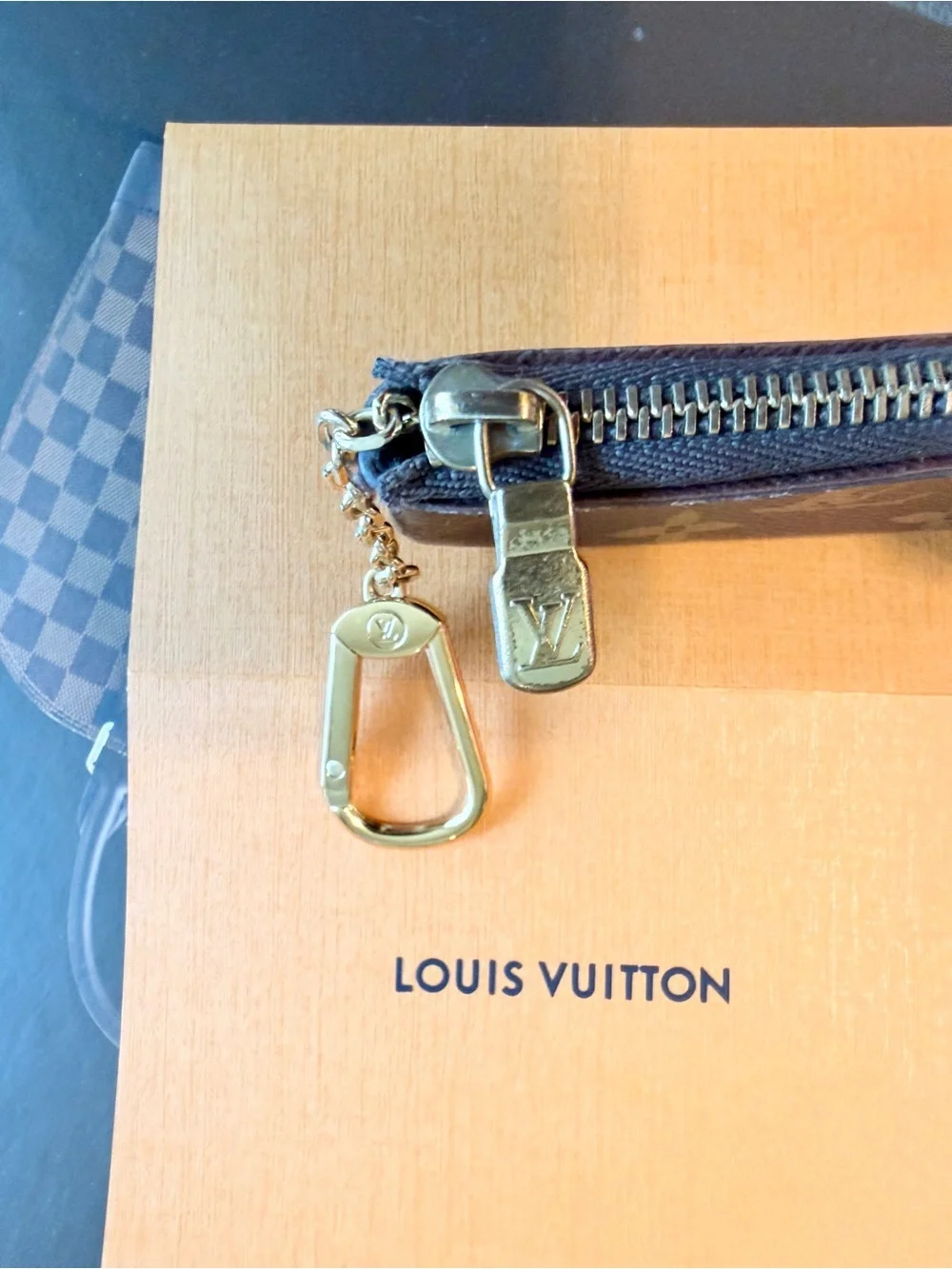 Louis Vuitton Monogram Zip Key Pouch S in Brown and Gold